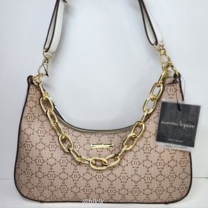 Nanette Lepore Francisca Short Shoulder Bag With Chain Strap NWT *Almond Logo*